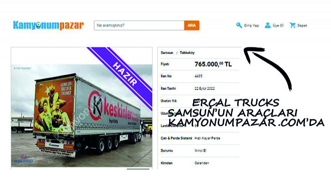 Erçal Trucks Samsun’un Araçları Kamyonumpazar.com’da
