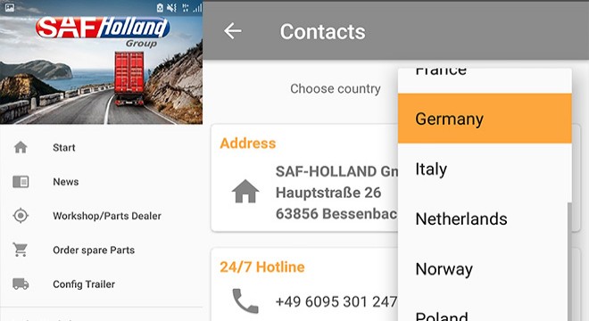 SAF-HOLLAND app with extended function in 15 languages