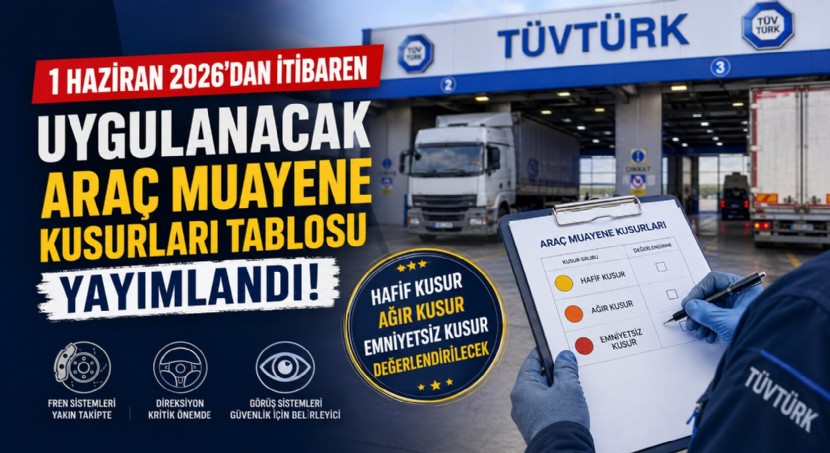 1 Haziran 2026’da Uygulanacak Araç Muayene Kusurları Tablosu Yayımlandı