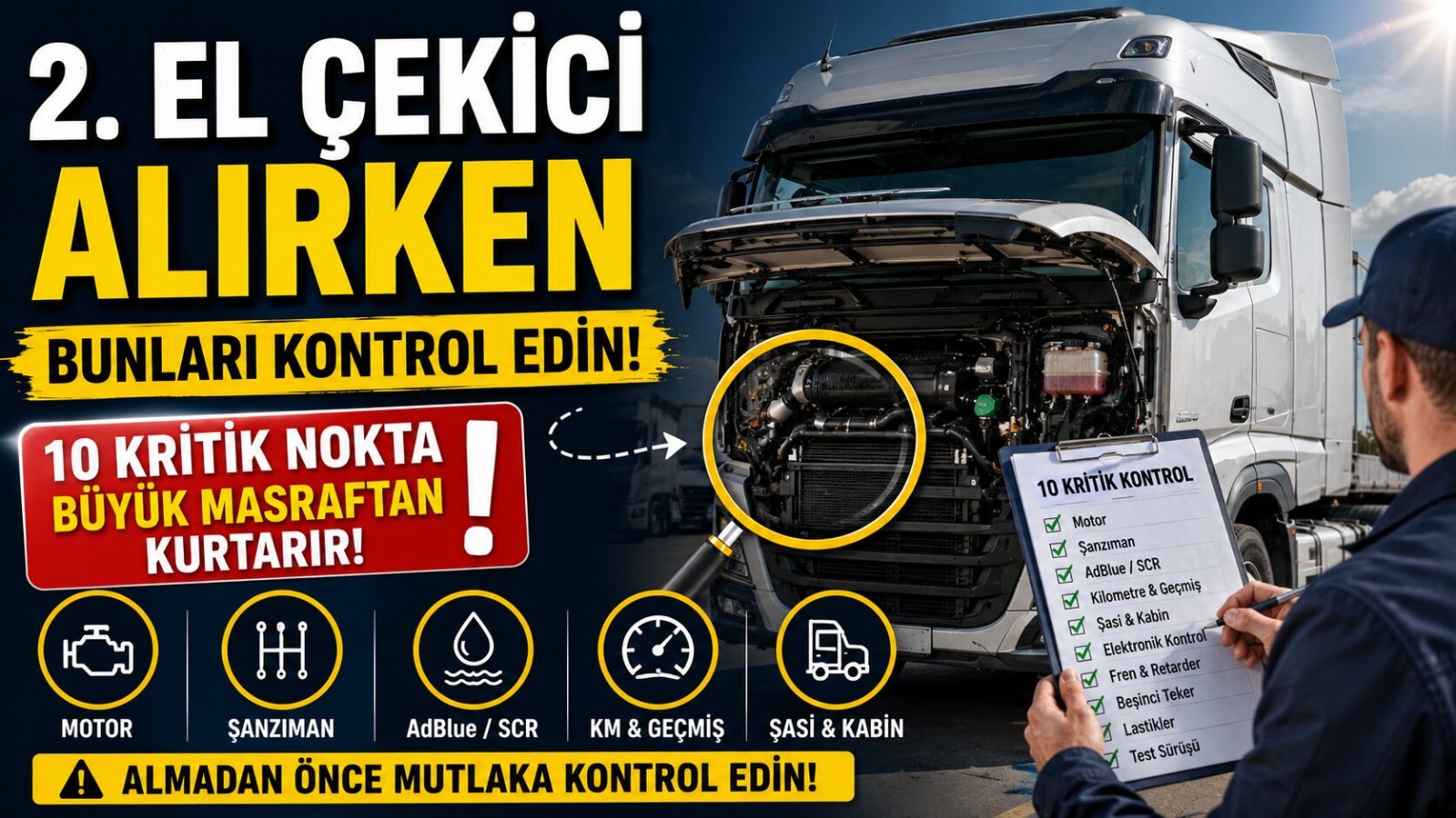 2. El Çekici Alırken Nelere Bakılır? Motor, Şanzıman ve AdBlue’da 10 Kritik Kontrol