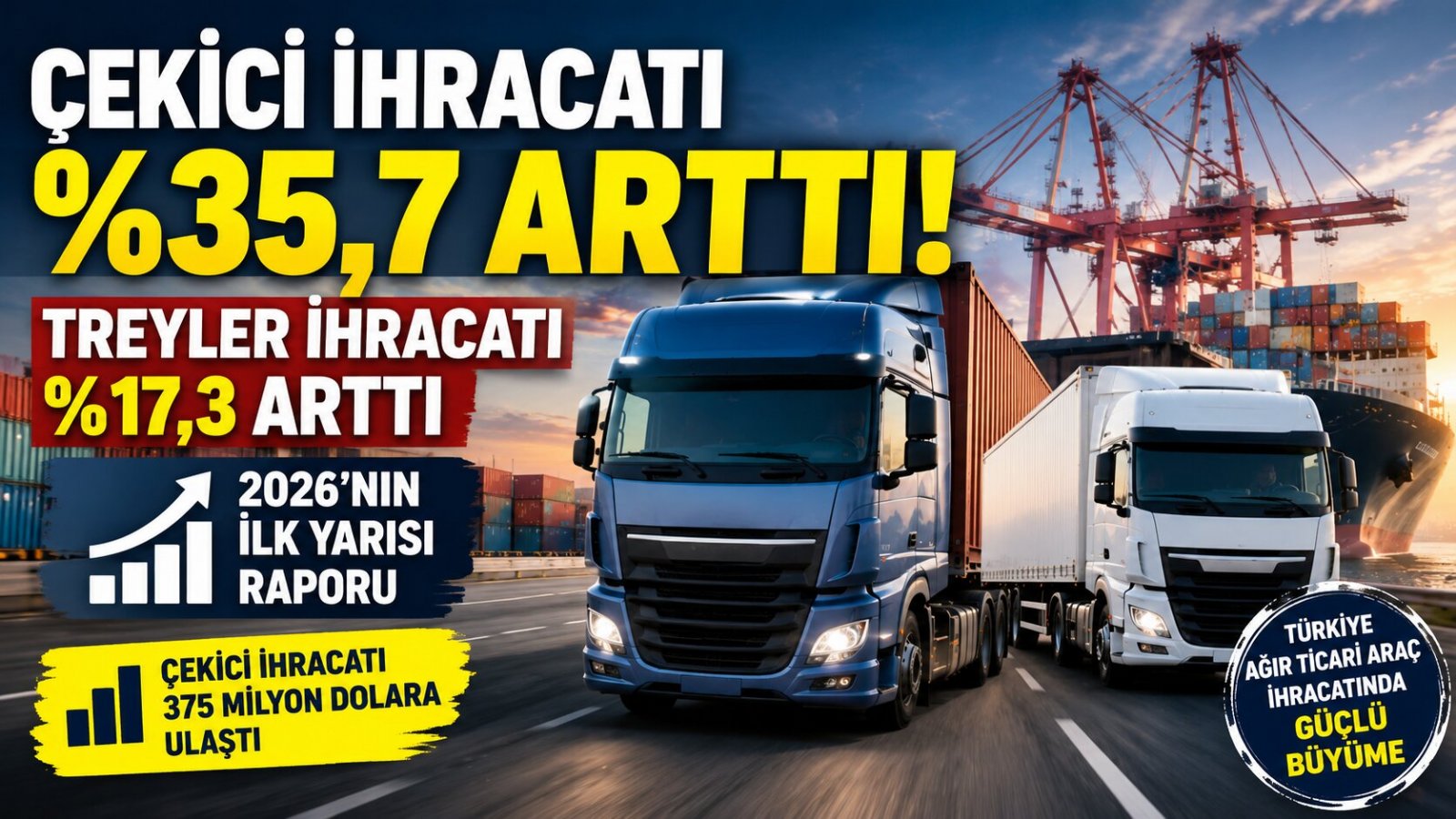 Çekici İhracatı %35,7 Arttı: Treyler de Yükselişte