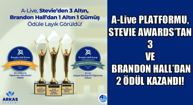 A-Live Platformu, Stevie Awards’tan 3 ve Brandon Hall’dan 2 Ödül Kazandı!
