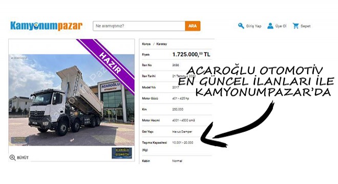 Acaroğlu Otomotiv En Güncel İlanları ile Kamyonumpazar da