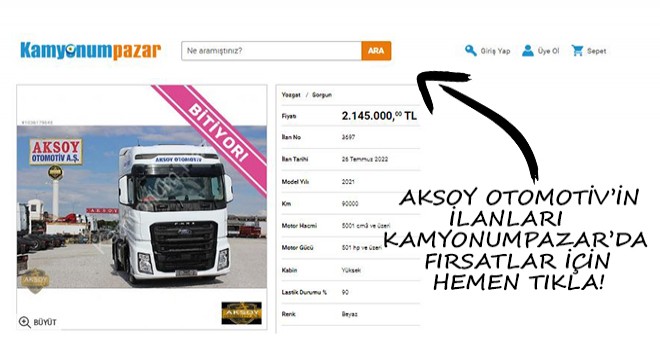 Aksoy Otomotiv’in İlanları Kamyonumpazar’da Fırsatlar İçin Hemen Tıkla!