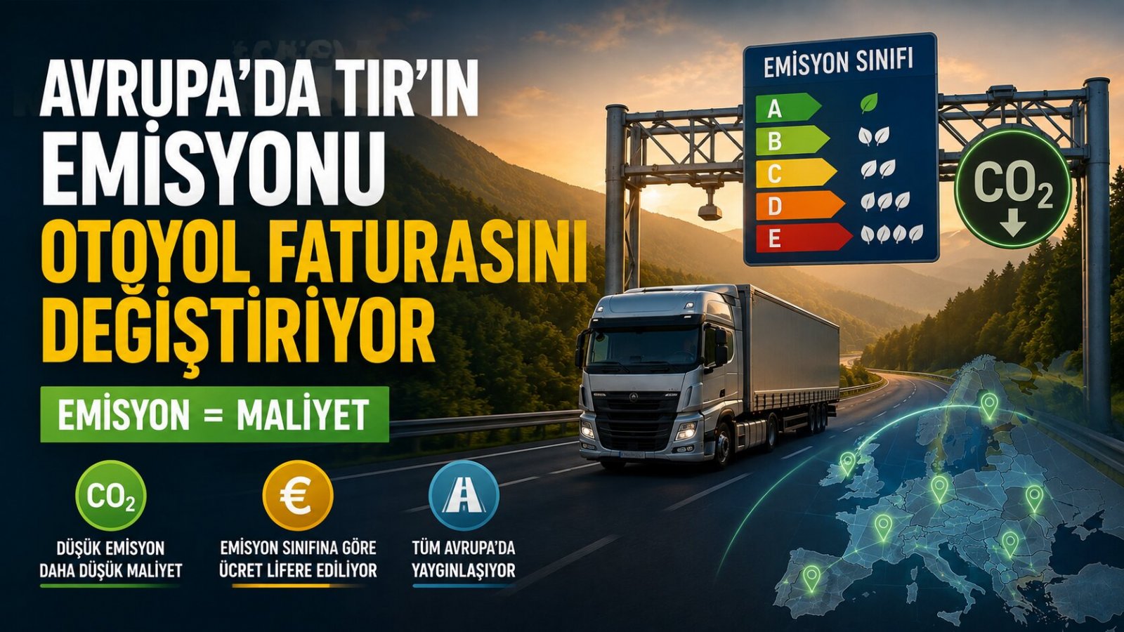 Avrupa'da TIR'ın Emisyonu Otoyol Faturasını Değiştiriyor: 2026'da Yeni Maliyet Dönemi