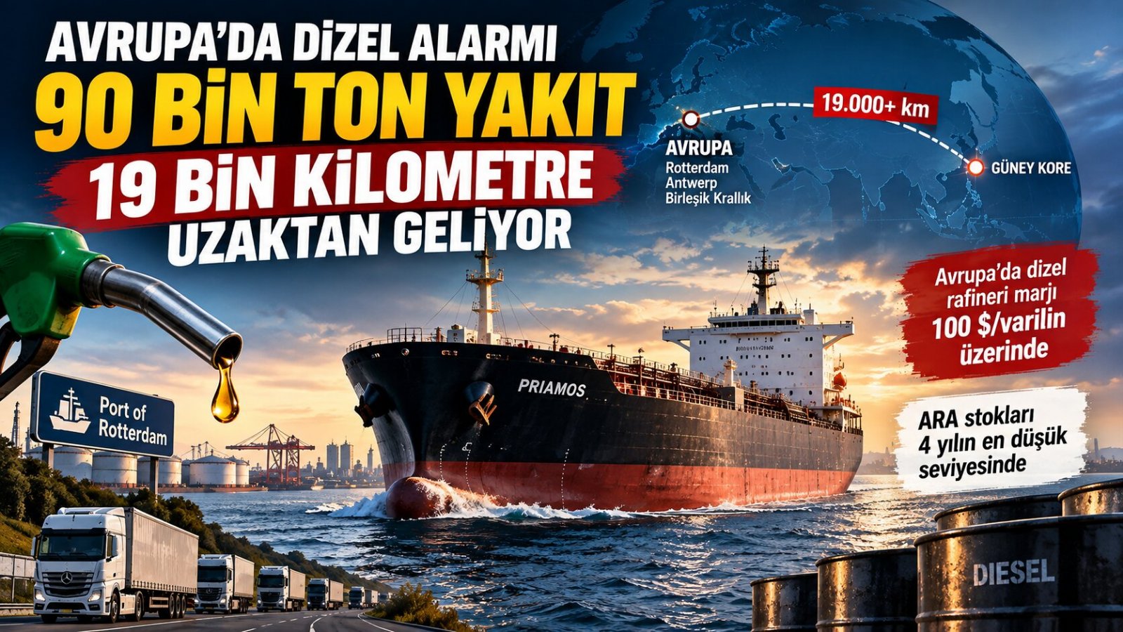 Avrupa'nın sıkışan dizel piyasası Güney Kore'den sıra dışı bir sevkiyatı ekonomik hale getirdi