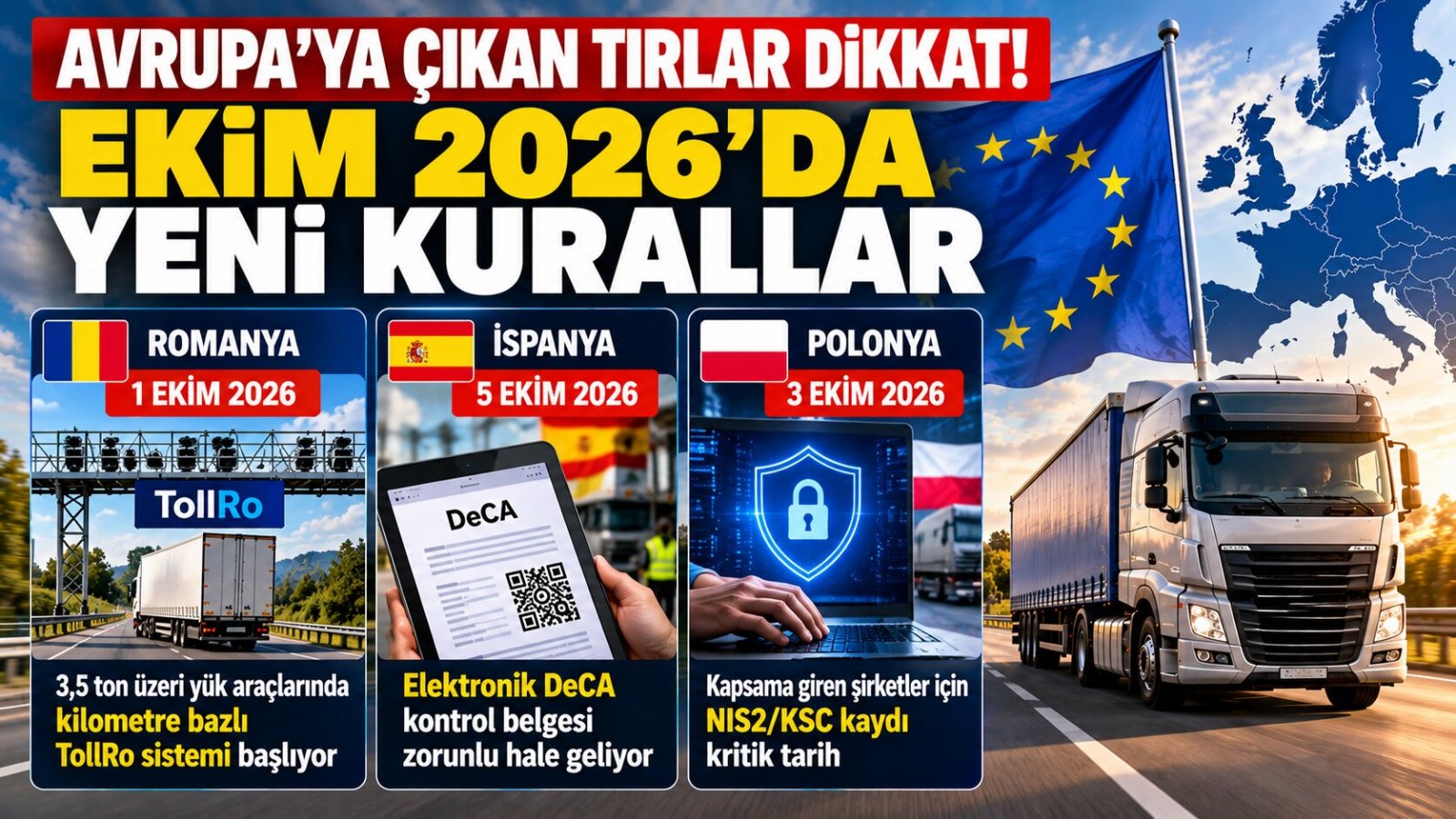Avrupa’ya Çıkan Tırlar Dikkat: Ekim 2026’da Yeni Kurallar