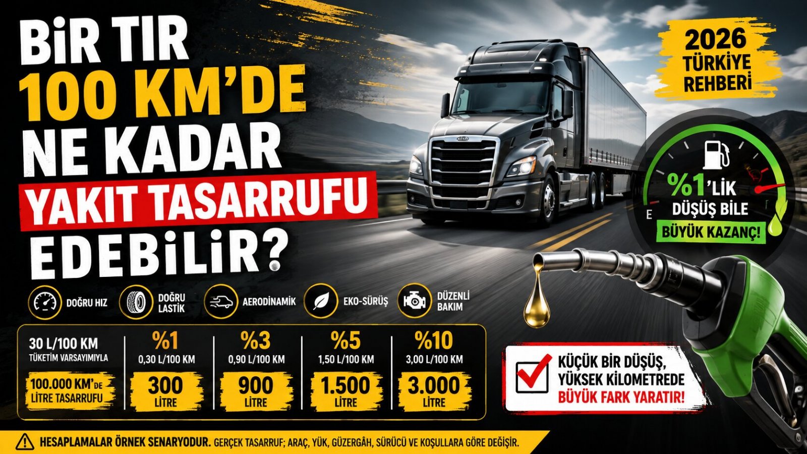 Bir TIR 100 Km’de Ne Kadar Yakıt Tasarruf Edebilir? Türkiye İçin 2026 Yakıt Maliyeti Rehberi