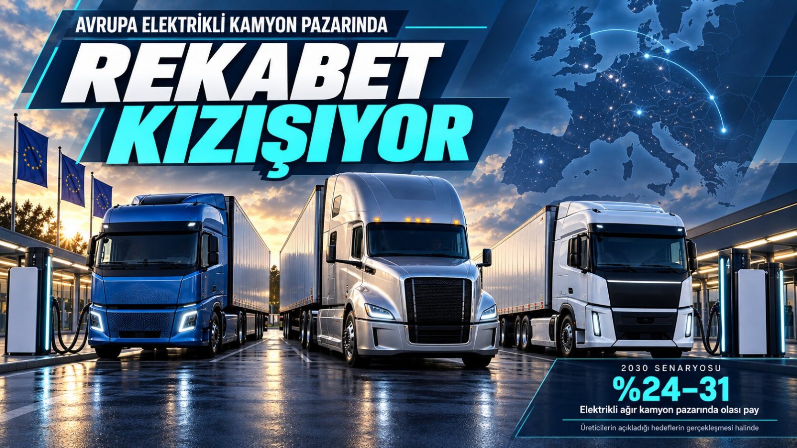 Çinli ve ABD’li Yeni Üreticiler 2030’da Avrupa Elektrikli Kamyon Pazarında Yüzde 31’e Kadar Pay Alabilir