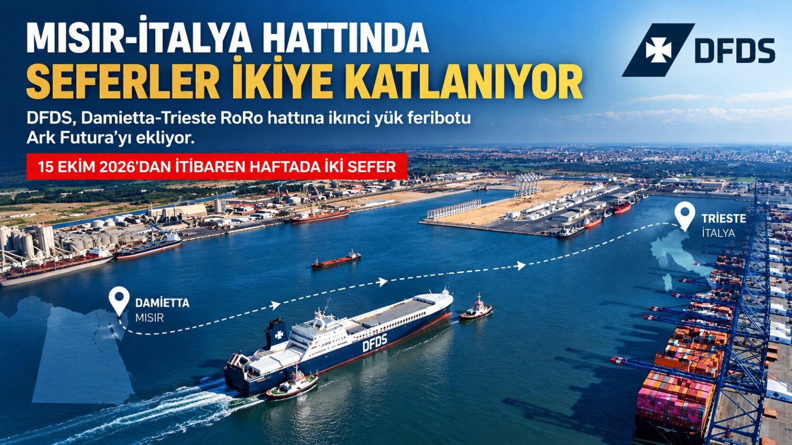 DFDS, Mısırİtalya Hattına İkinci Feribotu Koyuyor: Haftada İki Sefer Başlıyor