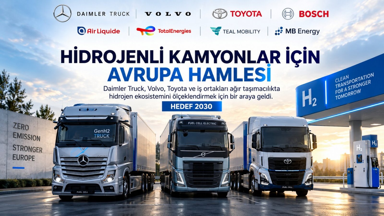 Daimler Truck, Volvo ve Toyota’dan Hidrojenli Kamyonlar İçin Avrupa Hamlesi