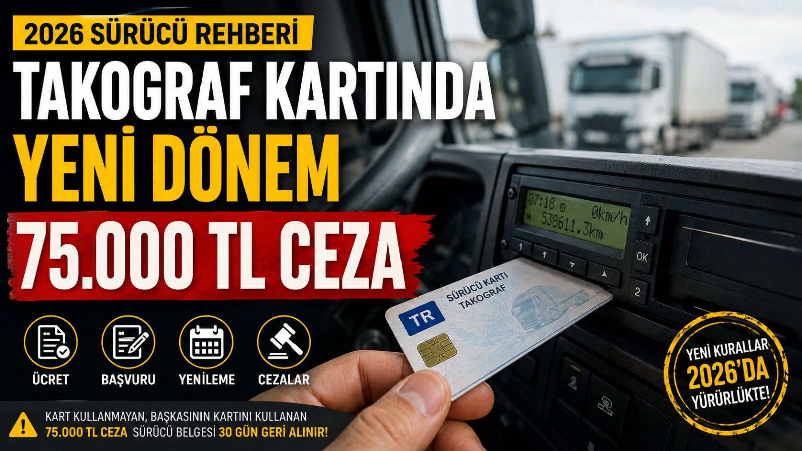 Dijital Takograf Kartı 2026: Güncel Ücretler, 75 Bin TL Ceza ve Yeni Takograf Takvimi