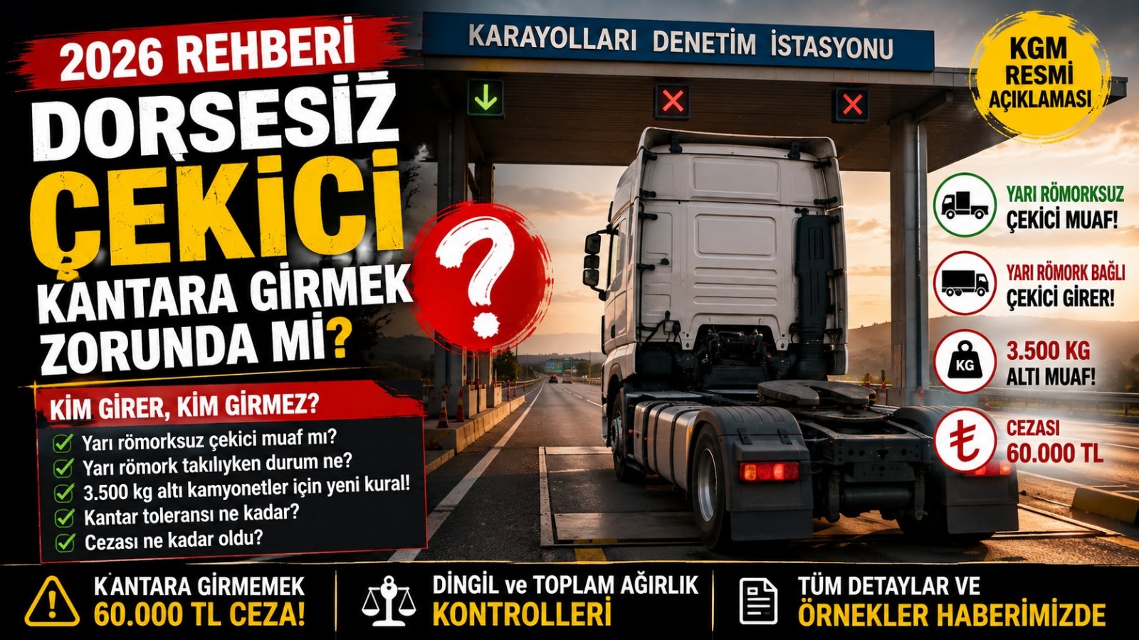 Dorsesiz Çekici Kantara Girmek Zorunda mı? 2026'da Hangi Araçlar Muaf?