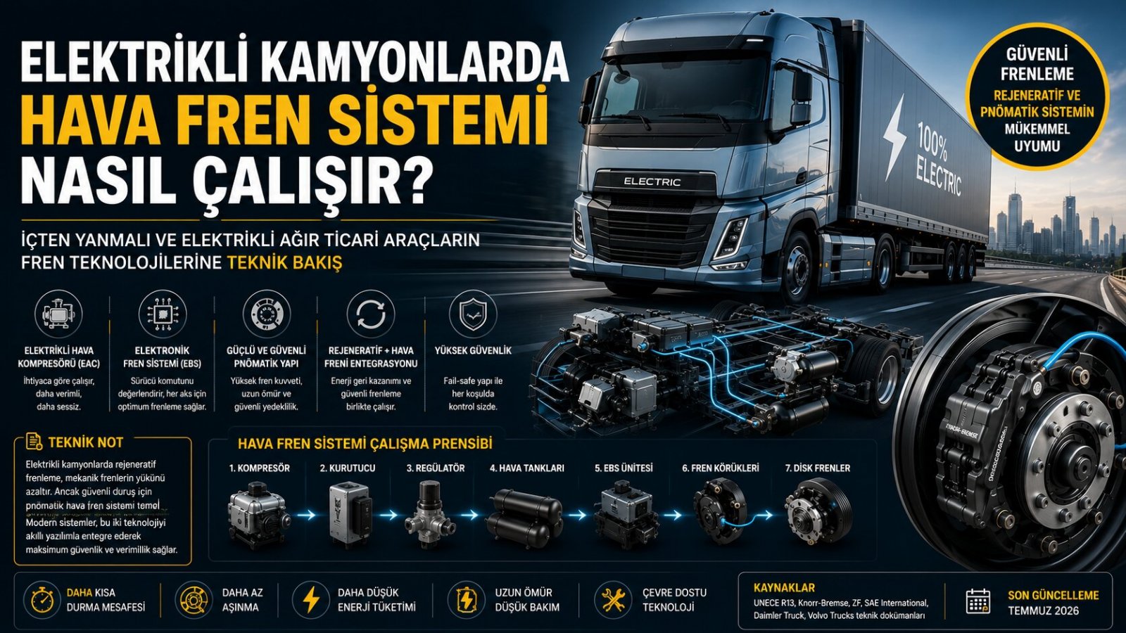 ELEKTRİKLİ KAMYONLARDA HAVA FREN SİSTEMİ NASIL ÇALIŞIR?
