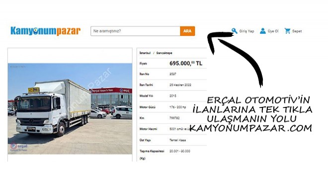 Erçal Otomotiv’in İlanlarına Tek Tıkla Ulaşmanın Yolu  Kamyonumpazar.com