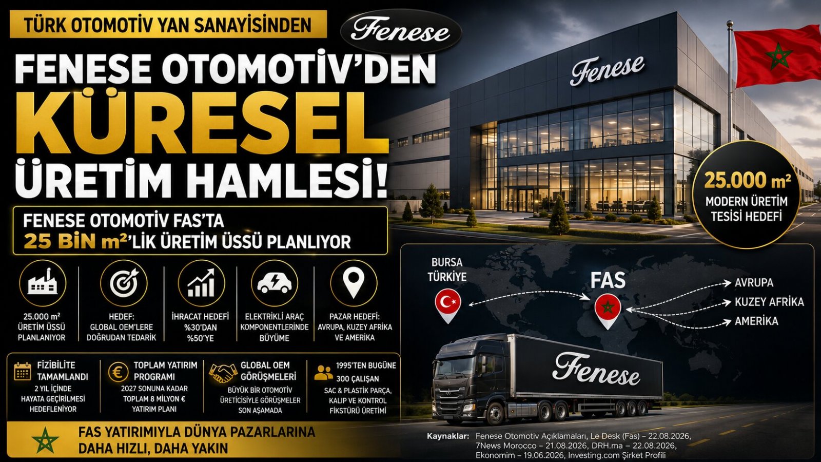 Fenese Otomotiv Fas’ta 25 Bin m’lik Üretim Üssü Planlıyor: Hedef Global OEM’lere Doğrudan Tedarik