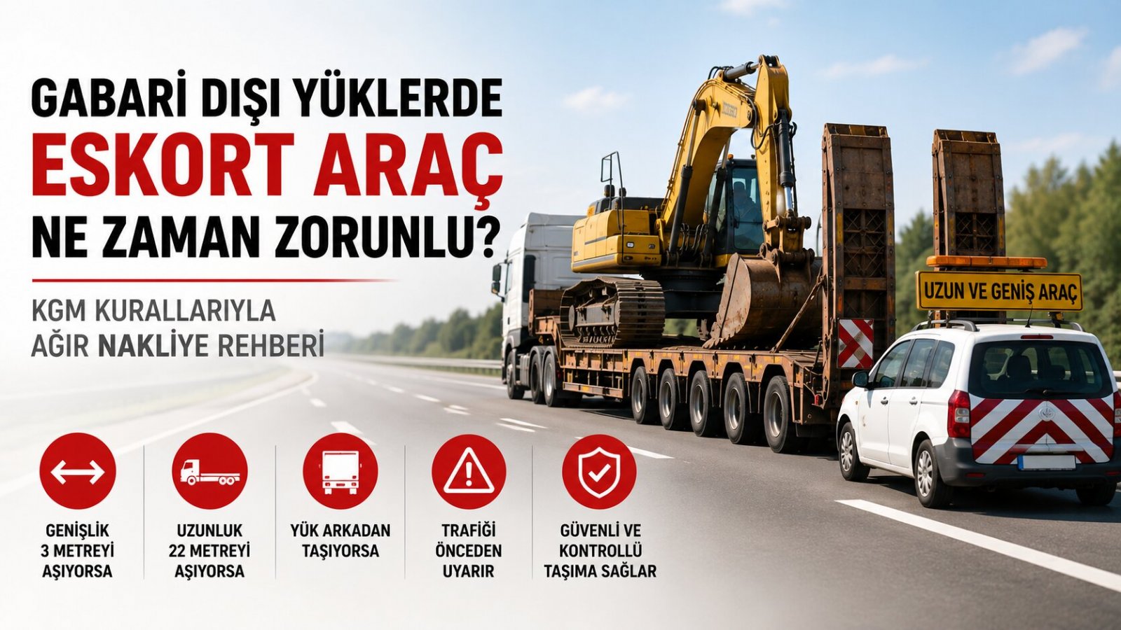 Gabari Dışı Yüklerde Eskort Araç Ne Zaman Zorunlu? KGM Kurallarıyla Ağır Nakliye Rehberi