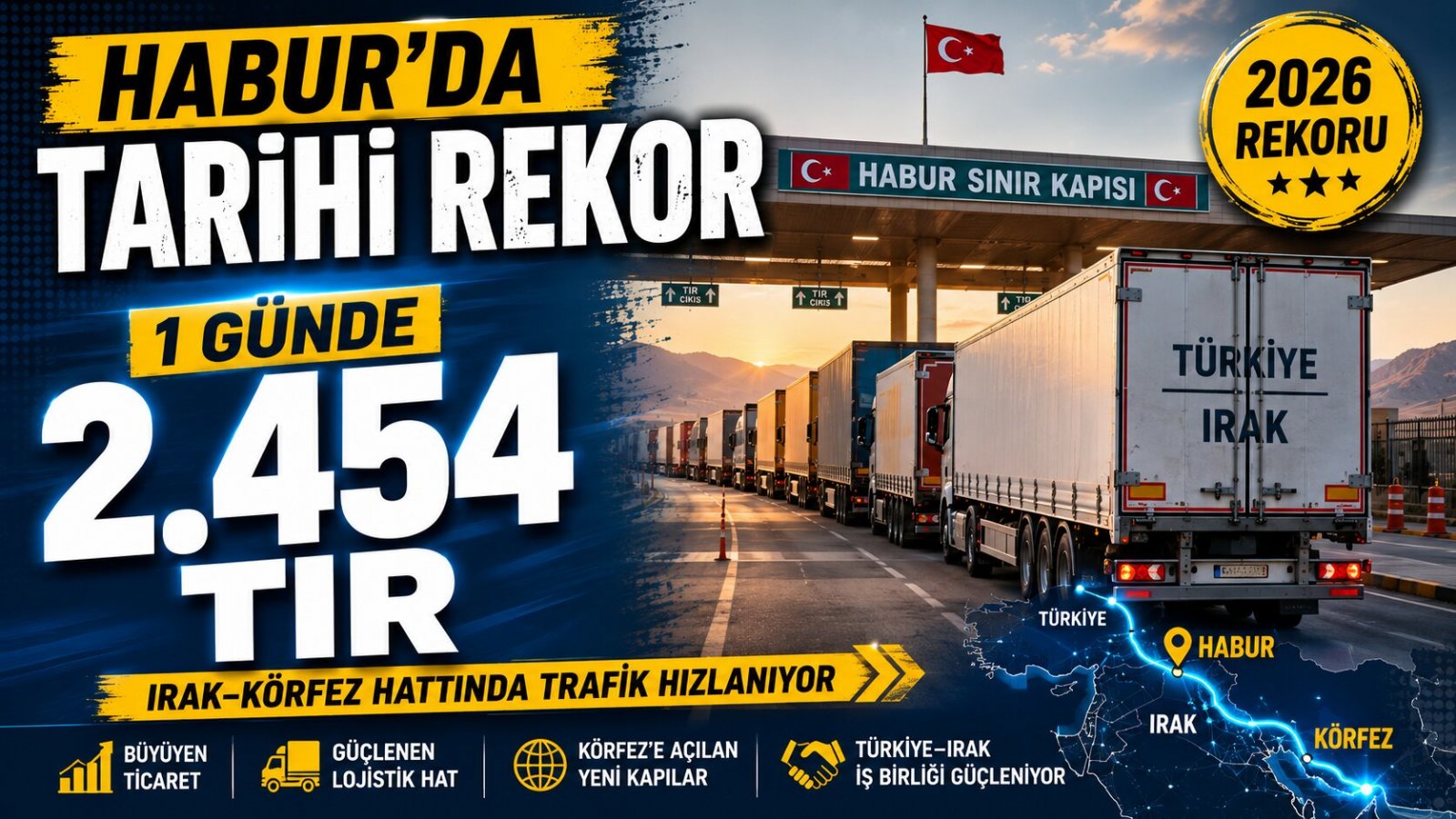 Habur'da 2.454 TIR'lık Rekor: Türkiye-Irak-Körfez Lojistik Hattında Yeni Dönem