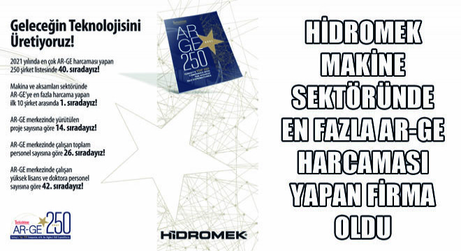 Hidromek Makine Sektöründe En Fazla Ar-Ge Harcaması Yapan Firma Oldu