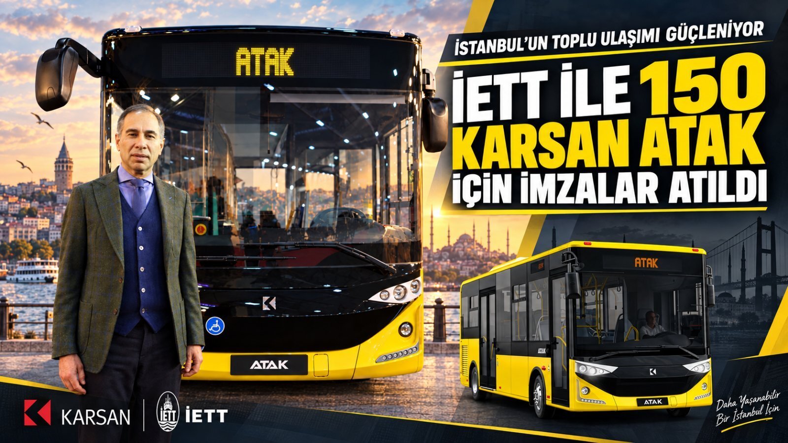 İstanbul’un toplu ulaşım filosu 150 adet Karsan ATAK ile güçlenecek