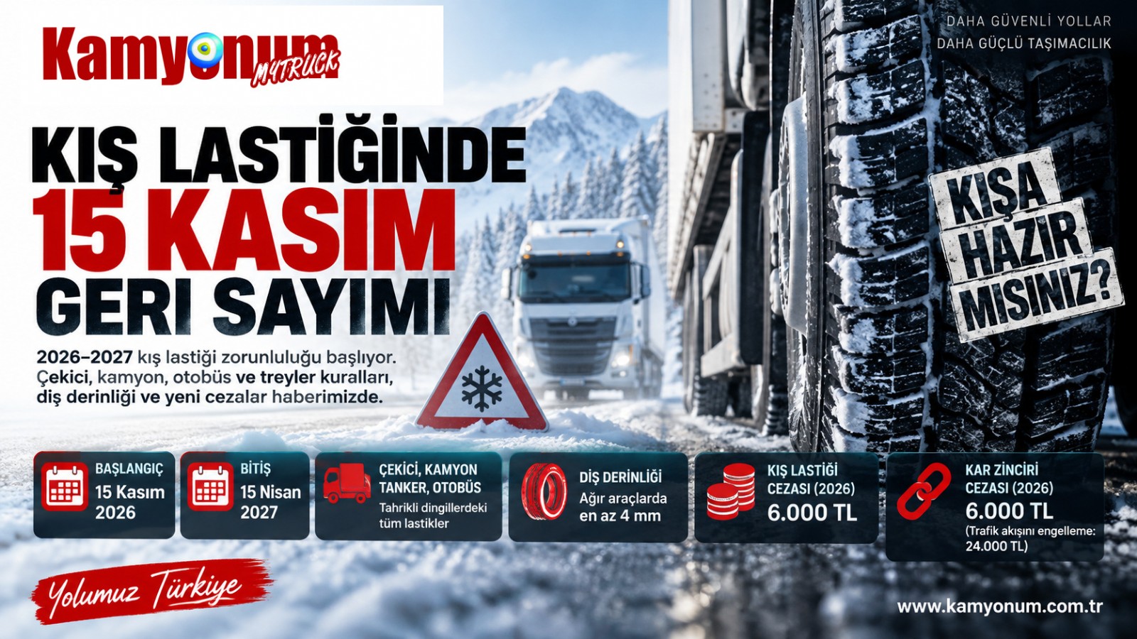 Kış Lastiğinde 15 Kasım Geri Sayımı: Çekici, Kamyon ve Otobüslerde Hangi Kurallar Geçerli?