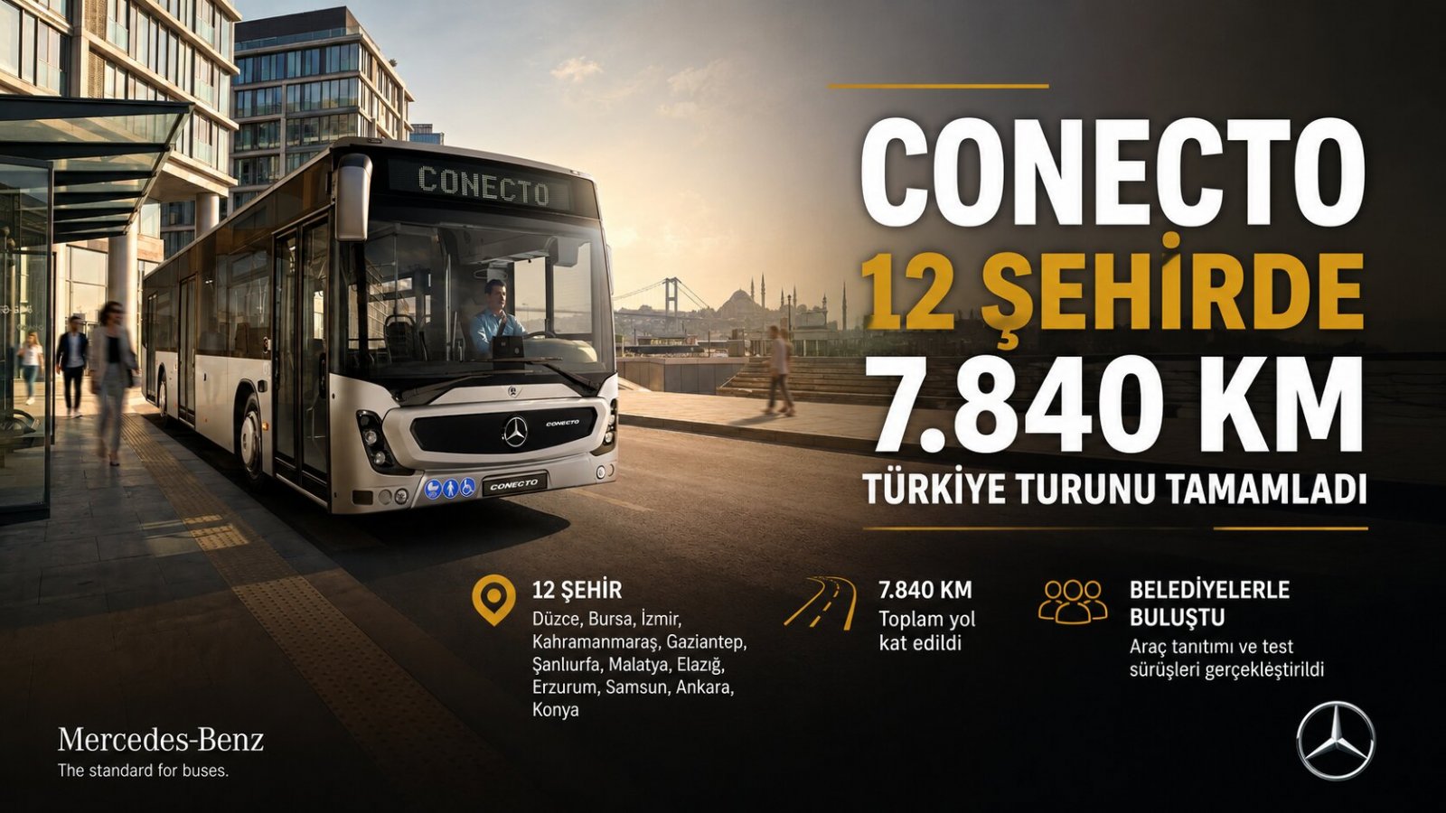 Mercedes-Benz Conecto 12 Şehirde 7.840 Kilometrelik Türkiye Turunu Tamamladı