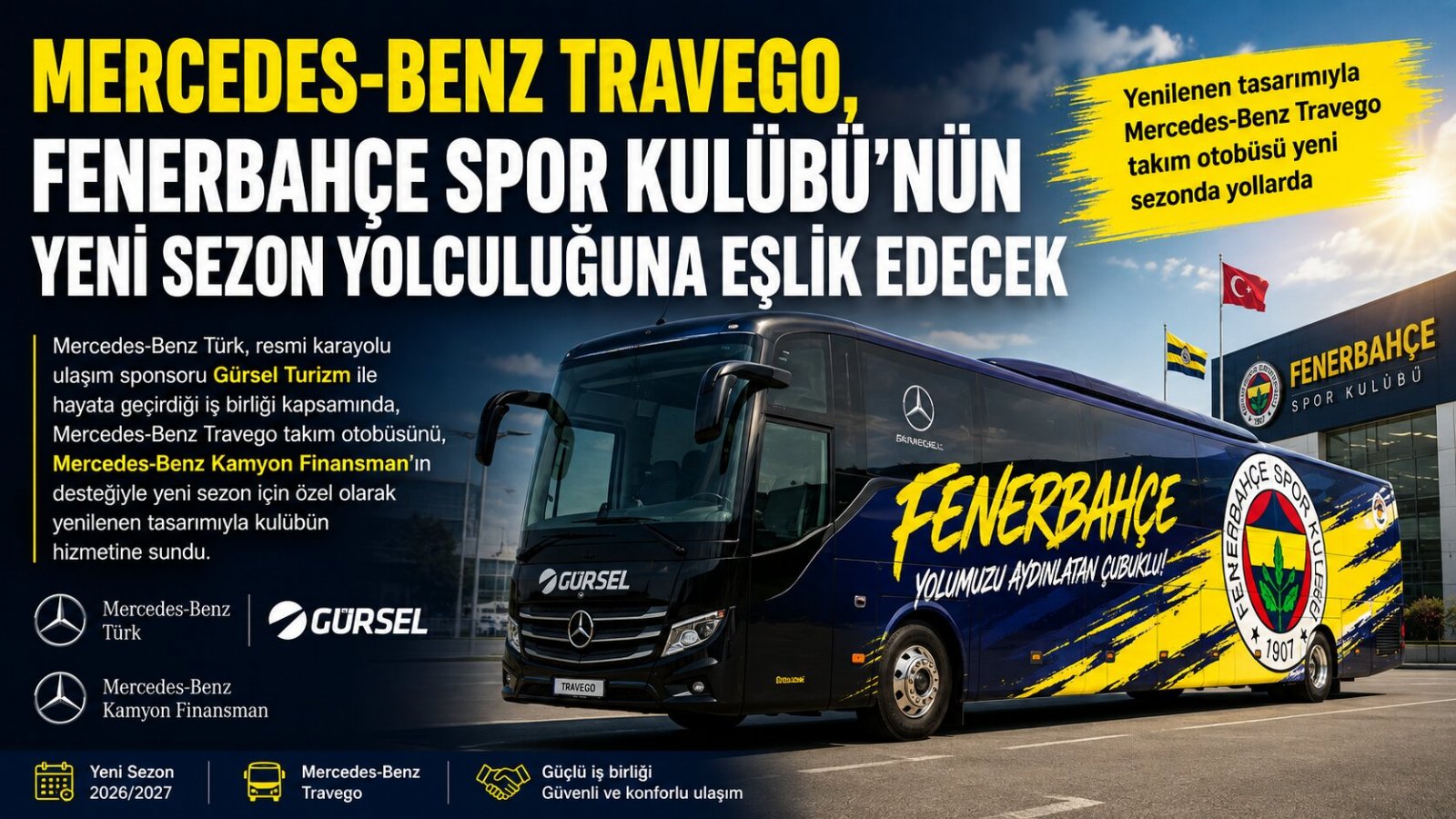 Mercedes-Benz Travego, Fenerbahçe’nin Yeni Sezon Yolculuğuna Eşlik Edecek