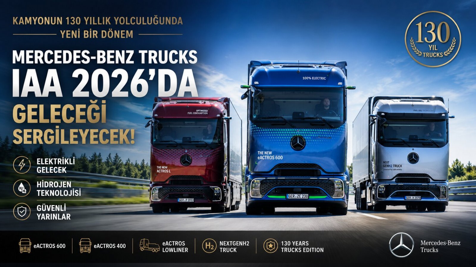 Mercedes-Benz Trucks IAA 2026’da Geleceği Sergileyecek: Elektrik, Hidrojen ve Yeni eActros Lowliner