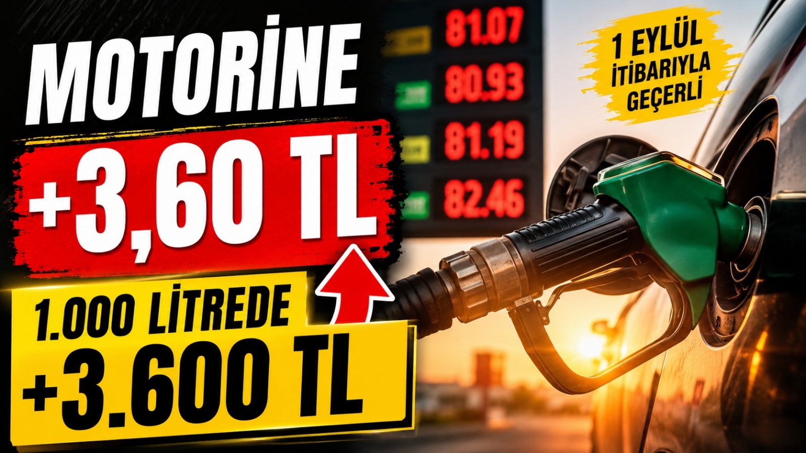Motorine 3,60 TL Zam Geldi: 1.000 Litre Motorinde Fark 3.600 TL
