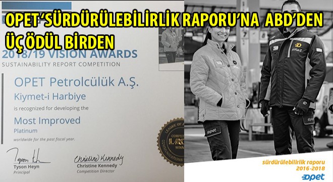 Opet ‘Sürdürülebilirlik Raporu’na ABD’den Üç Ödül Birden