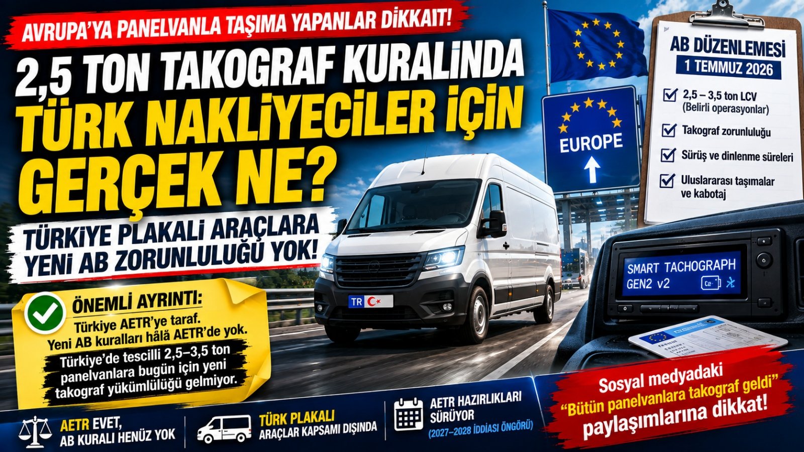 Panelvanla Avrupa’ya Çıkanlar Dikkat! 2,5 Ton Takograf Kuralında Türk Araçları İçin Gerçek Ne?