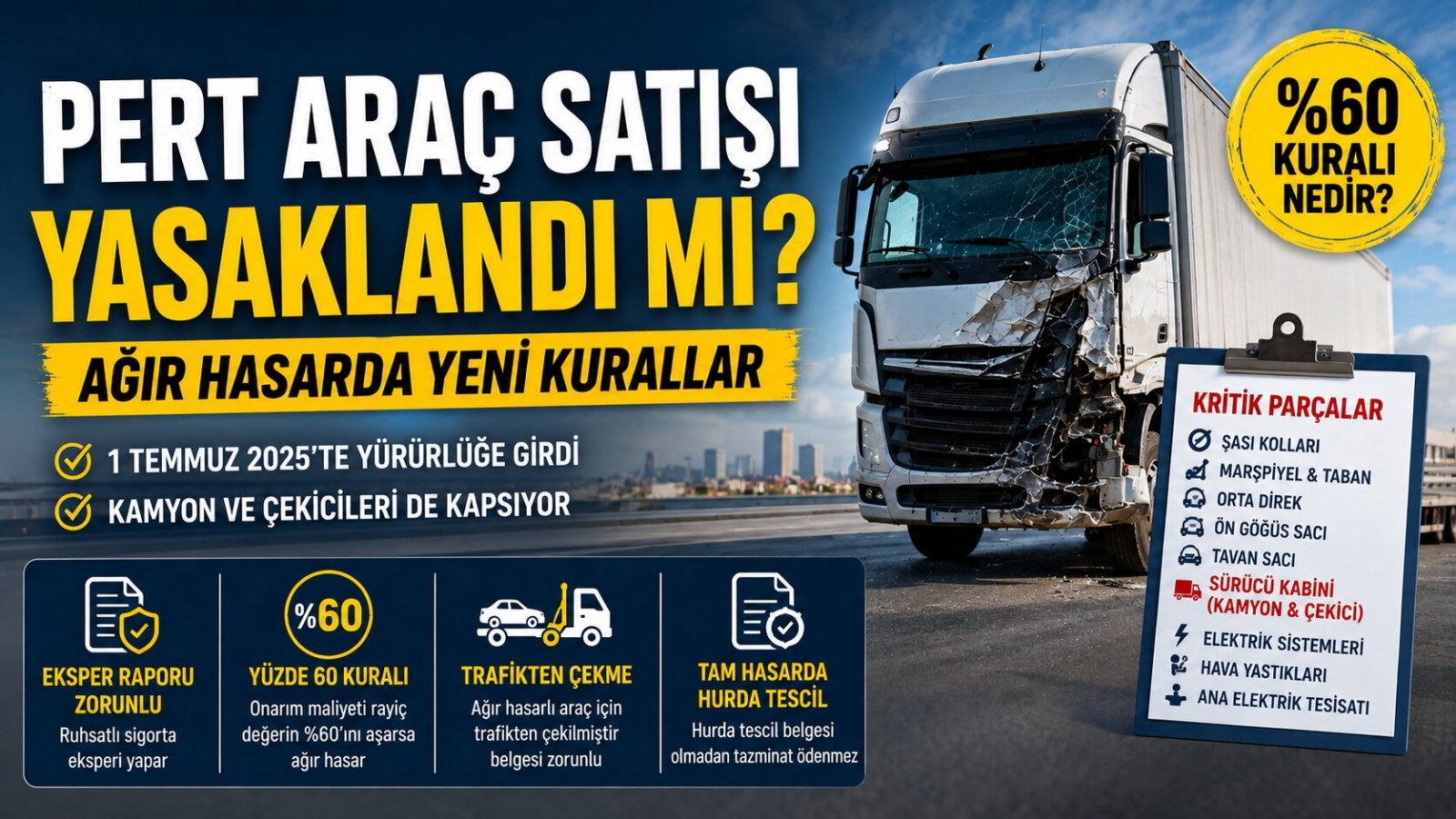 Pert Araç Satışı Yasaklandı mı? Ağır Hasarlı Araçlarda Yeni Kurallar Kamyon ve Çekicileri de Kapsıyor