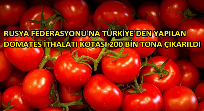 Rusya Federasyonu na Türkiye den Yapılan Domates İthalatı Kotası 200 Bin Tona Çıkarıldı