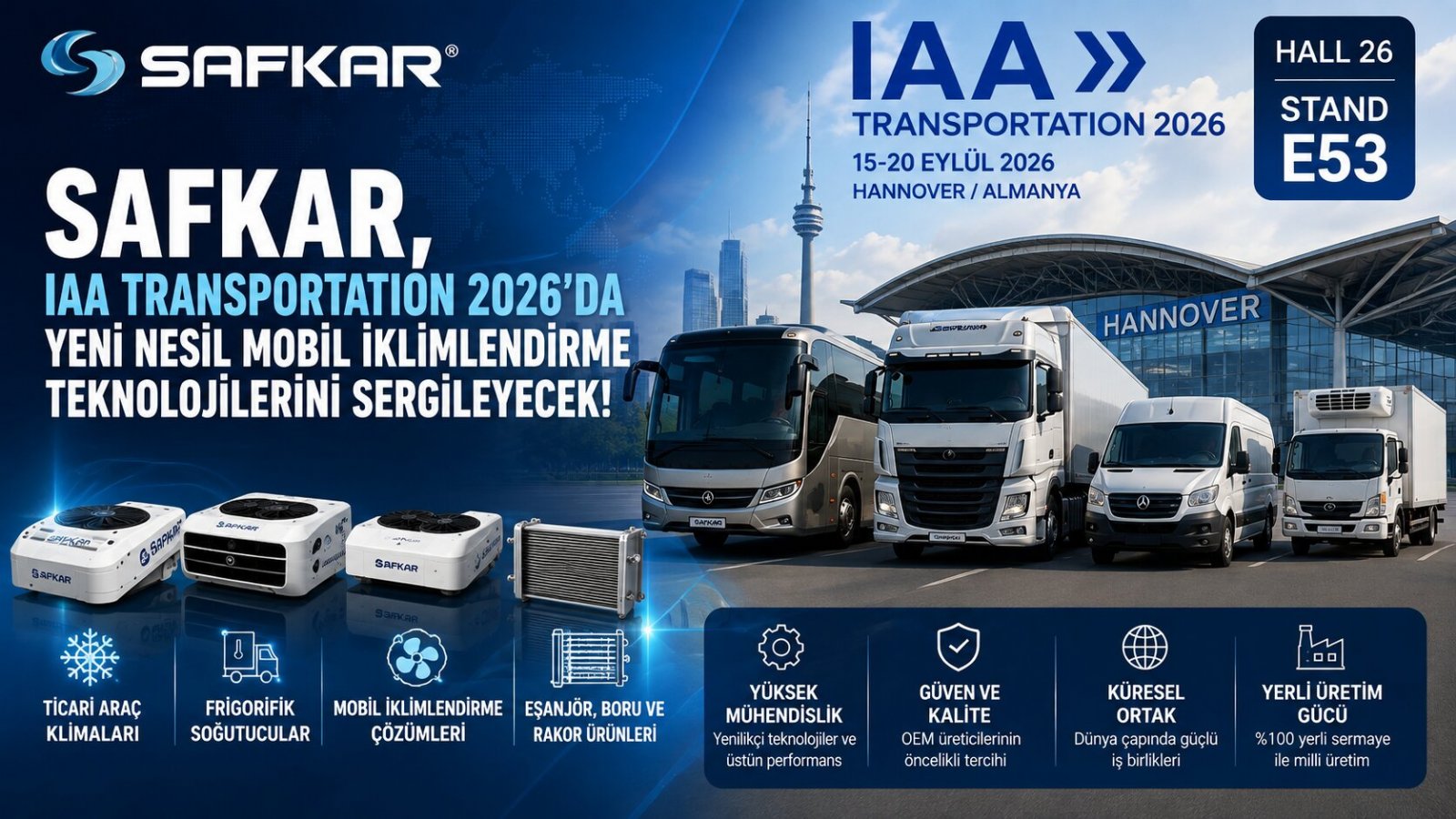 Safkar, IAA Transportation 2026’da Yeni Nesil Mobil İklimlendirme Teknolojilerini Sergileyecek