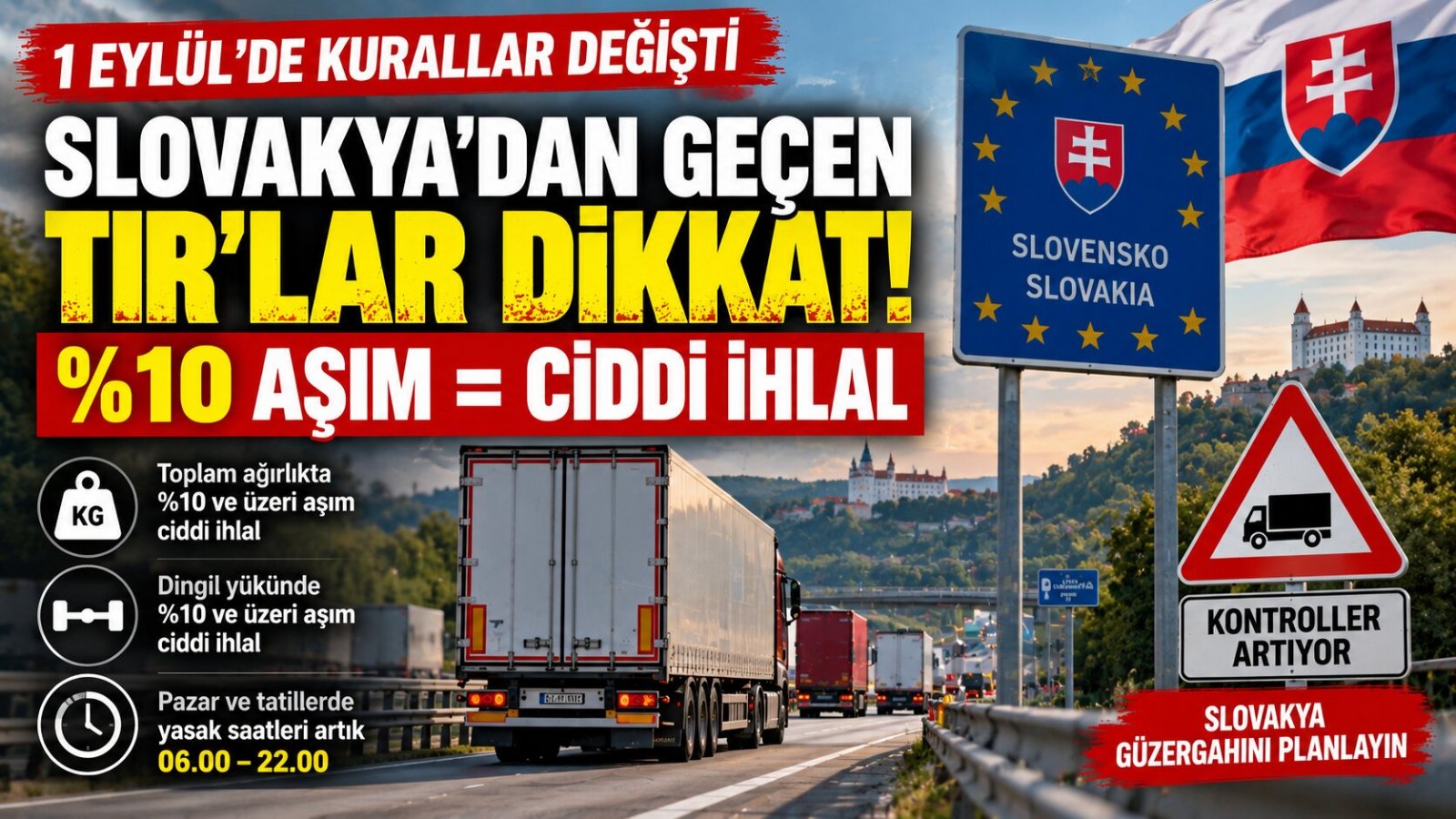 Slovakya'dan Geçen TIR'lar Dikkat: Aşırı Yükte %10 Eşiği Artık Ciddi İhlal