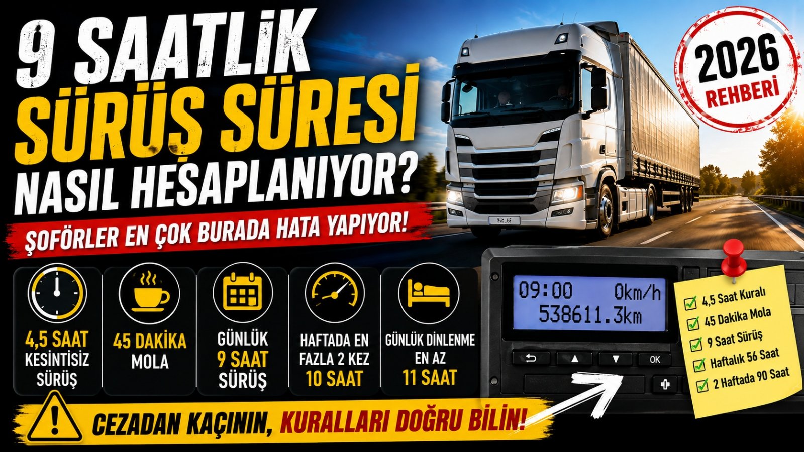 Şoförler En Çok Burada Hata Yapıyor: 9 Saatlik Sürüş Süresi Nasıl Hesaplanıyor?