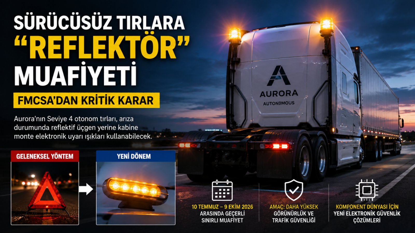 Sürücüsüz Tırlarda Üçgen Yerine Elektronik Uyarı: FMCSA’dan Seviye 4 Araçlara Kritik Muafiyet