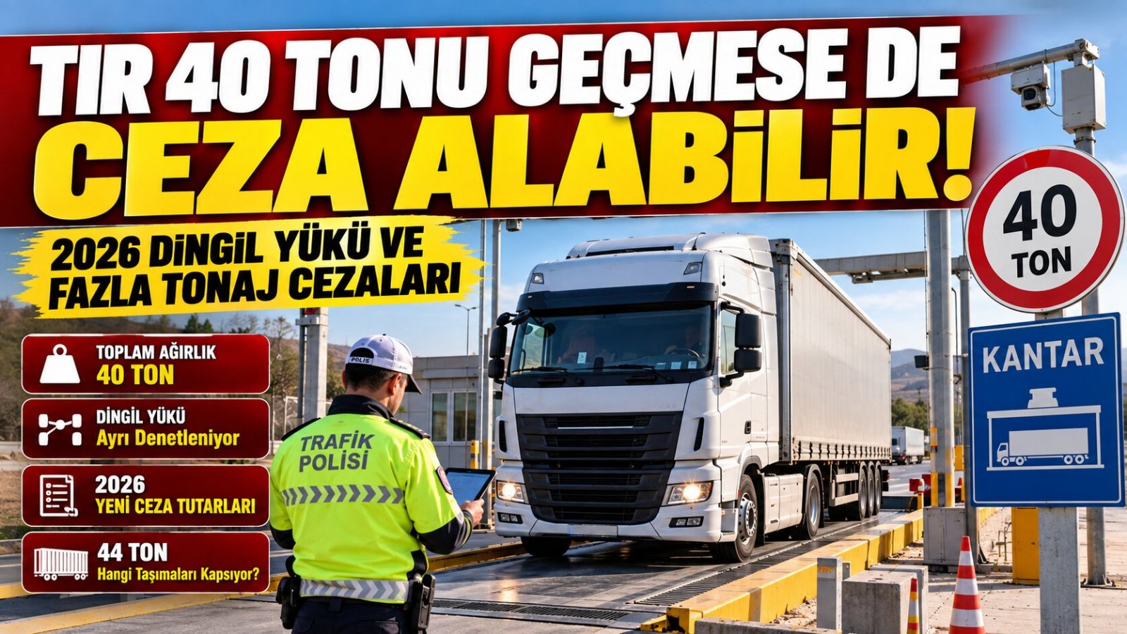 TIR 40 Tonu Geçmese de Ceza Alabilir! İşte 2026 Dingil Yükü ve Fazla Tonaj Cezaları