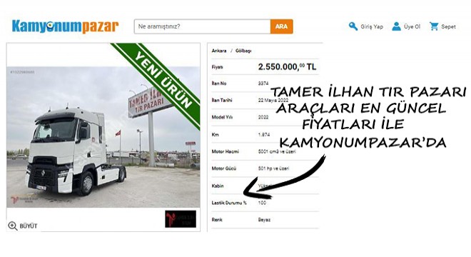 Tamer İlhan Tır Pazarı Araçları En Güncel Fiyatları ile Kamyonumpazar.com’da!
