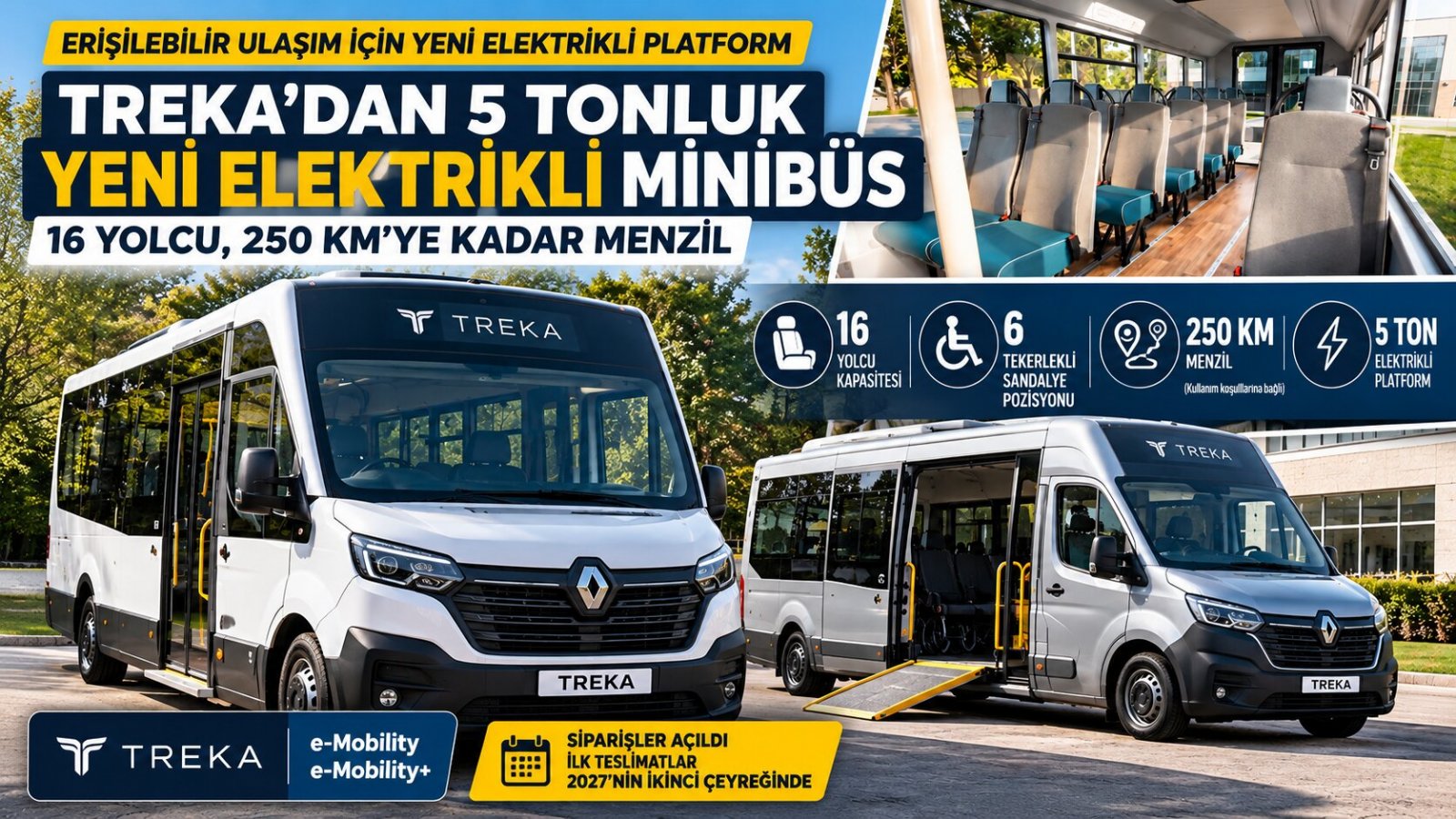 Treka'dan 5 Tonluk Yeni Elektrikli Minibüs: 16 Yolcu, 250 Km'ye Kadar Menzil