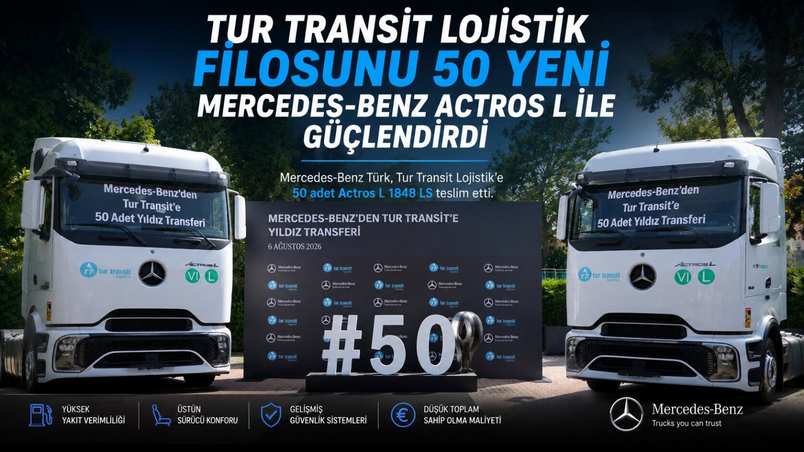 Tur Transit Lojistik, Filosunu 50 Yeni Mercedes-Benz Actros L ile Güçlendirdi