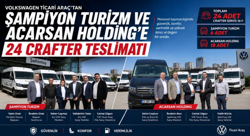 Volkswagen Ticari Araç’tan Şampiyon Turizm ve Acarsan Holding’e Crafter Teslimatı