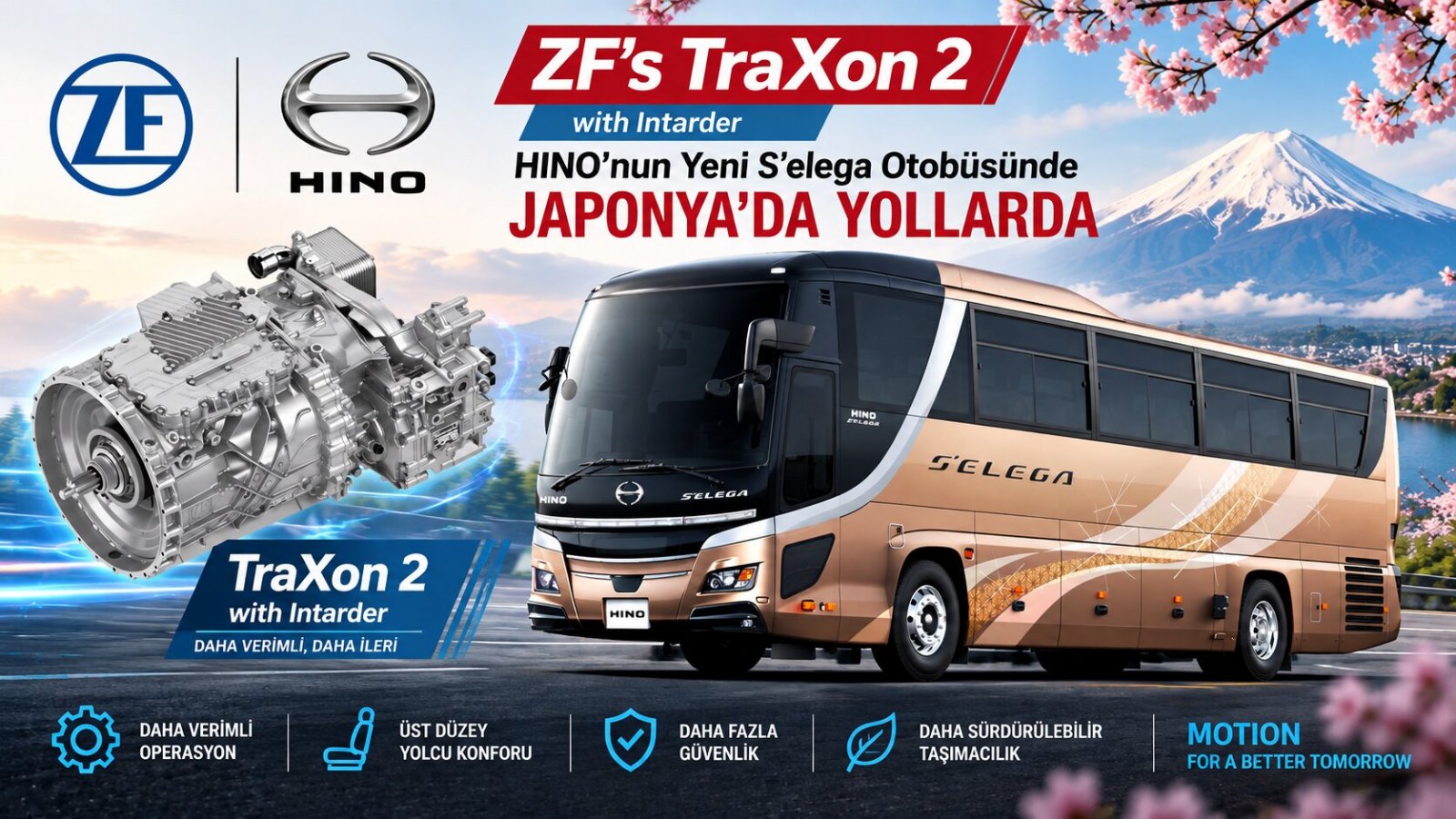 ZF TraXon 2 Japonya'da İlk Kez HINO S’elega'da: Intarder ile Birlikte Kullanılıyor