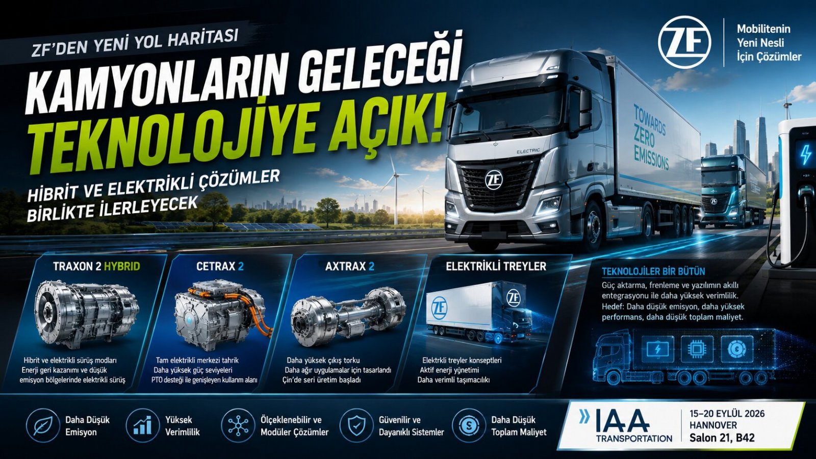 ZF'den Kamyonların Geleceği İçin Yeni Yol Haritası: Hibrit ve Elektrikli Teknolojiler Birlikte İlerleyecek