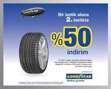 Goodyear dan 1 Lastik Alana, 2. Lastikte % 50 İndirim