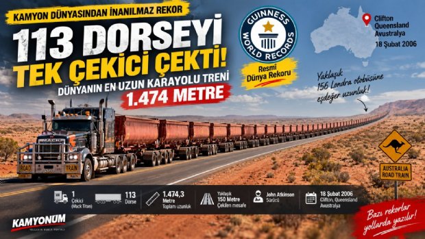 113 DORSEYİ TEK ÇEKİCİ ÇEKTİ! DÜNYANIN EN UZUN KARAYOLU TRENİ 1,5 KİLOMETREYE YAKLAŞTI
