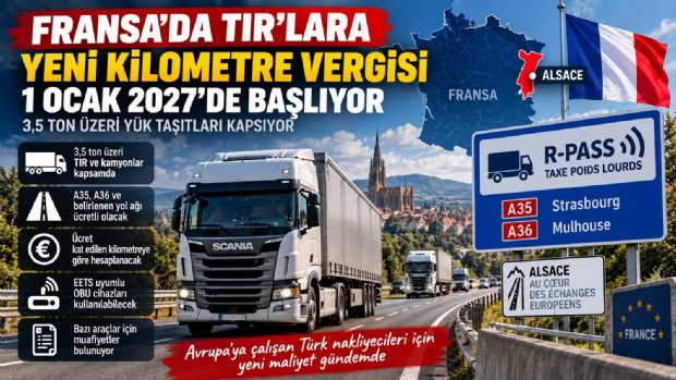Avrupa'ya Çalışan TIR'lara Yeni Maliyet: Alsace'da Kilometre Vergisi 1 Ocak'ta Başlıyor