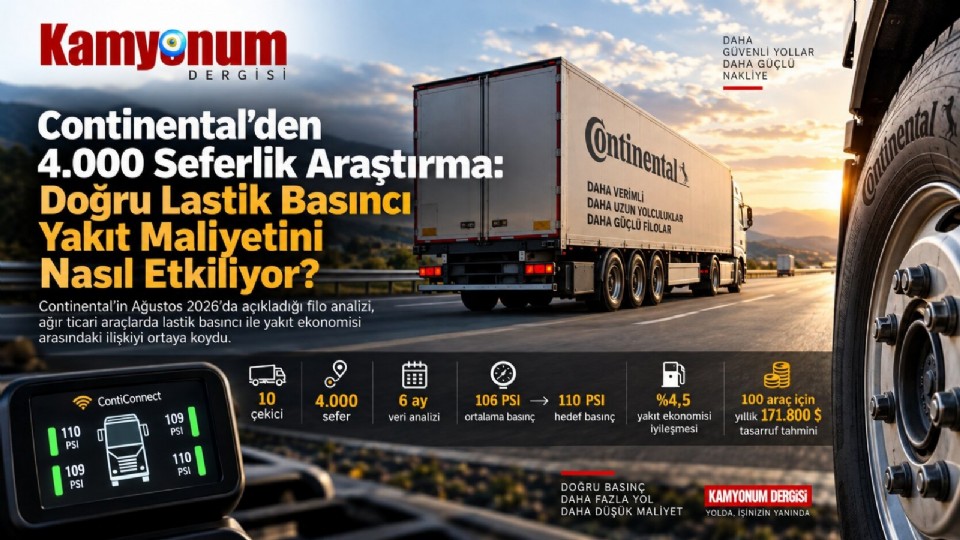Continental'den 4.000 Seferlik Araştırma: Doğru Lastik Basıncı Yakıt Maliyetini Nasıl Etkiliyor?