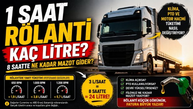 Kamyon Rölantide 1 Saatte Kaç Litre Mazot Yakar? 8 Saatlik Hesap Şaşırtıyor