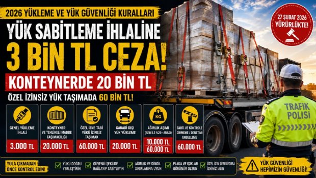 Kamyon ve TIR Sürücüleri Dikkat: Yük Sabitleme İhlaline 3 Bin TL, Konteynerde 20 Bin TL Ceza